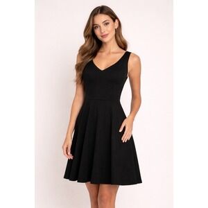 Fit N Flare Black Cocktail Dress Size 0X V-neck Sleeveless Capsule Feminine NWT